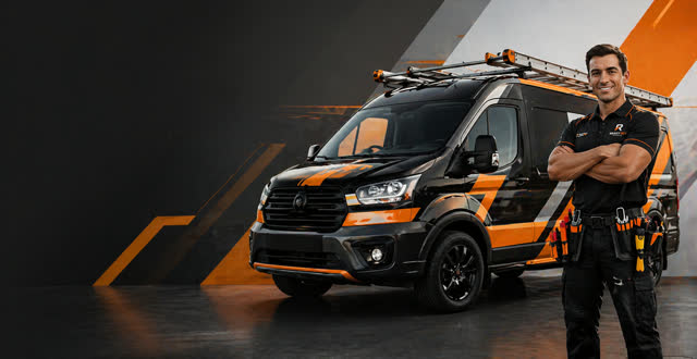 Ready Set Trades technician with branded service van